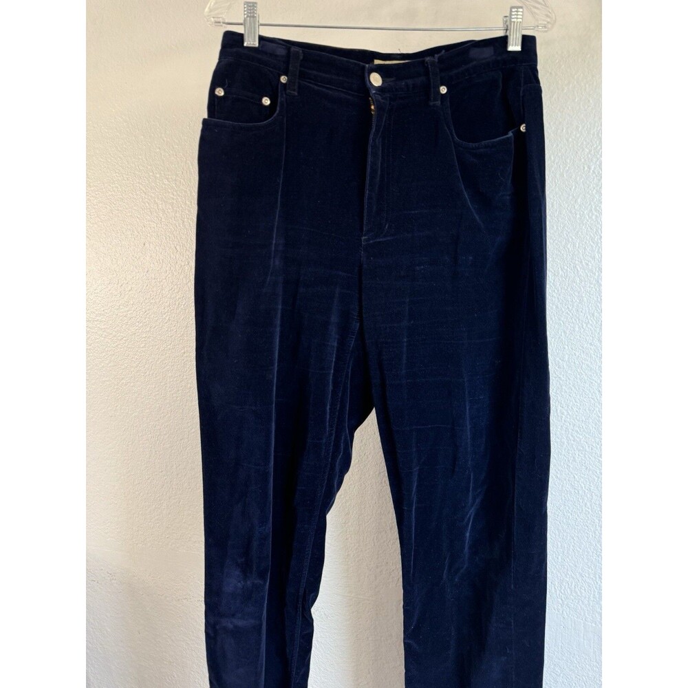 Liz Claiborne Pants Womens Blue Size 12 Velvet High Rise Casual